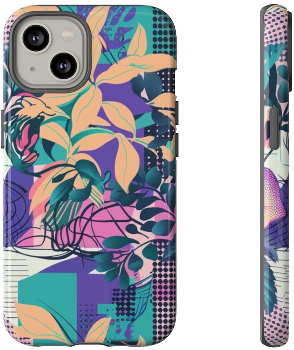 Kleurrijk Abstract Bloemenpatroon – Telefoonhoesje Geschikt voor iPhone 14