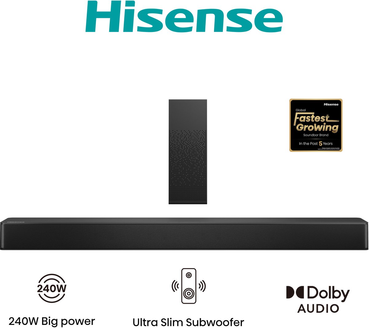 Hisense HS2100 - Soundbar met draadloze subwoofer - 2.1 kanalen - 240 W - Hisense - €130,99