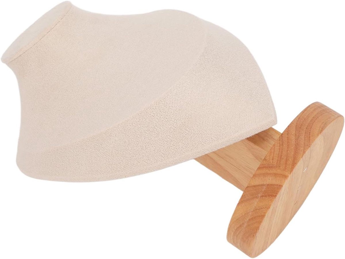 Elegante houten sieraden buste stand voor kettingen - Sieraden display houder beige