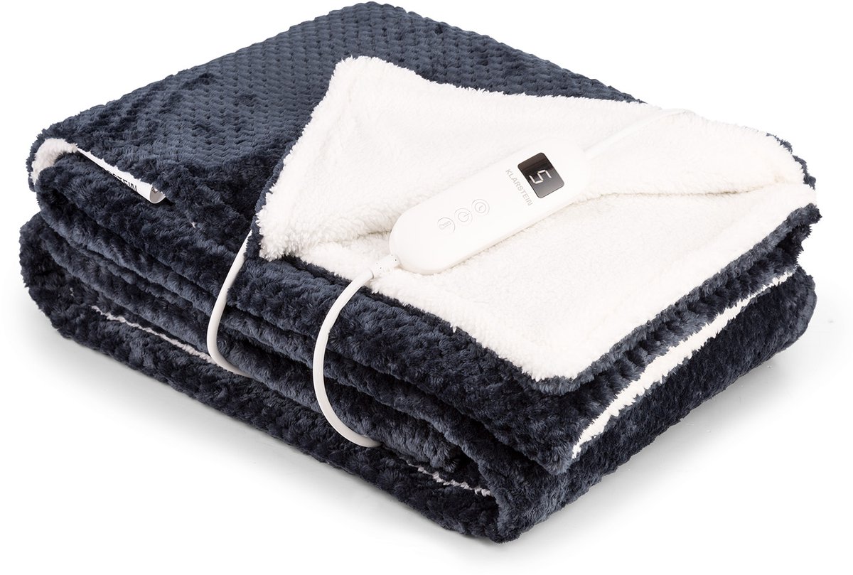Klarstein XL elektrische knuffeldeken, elektrische deken met automatische uitschakeling, 180x130 cm. Elektrische warmtedeken, kan in de wasmachine, dubbelzijdige elektrische deken voor bed & bank, electric heated blanket met 9 standen – foto 2