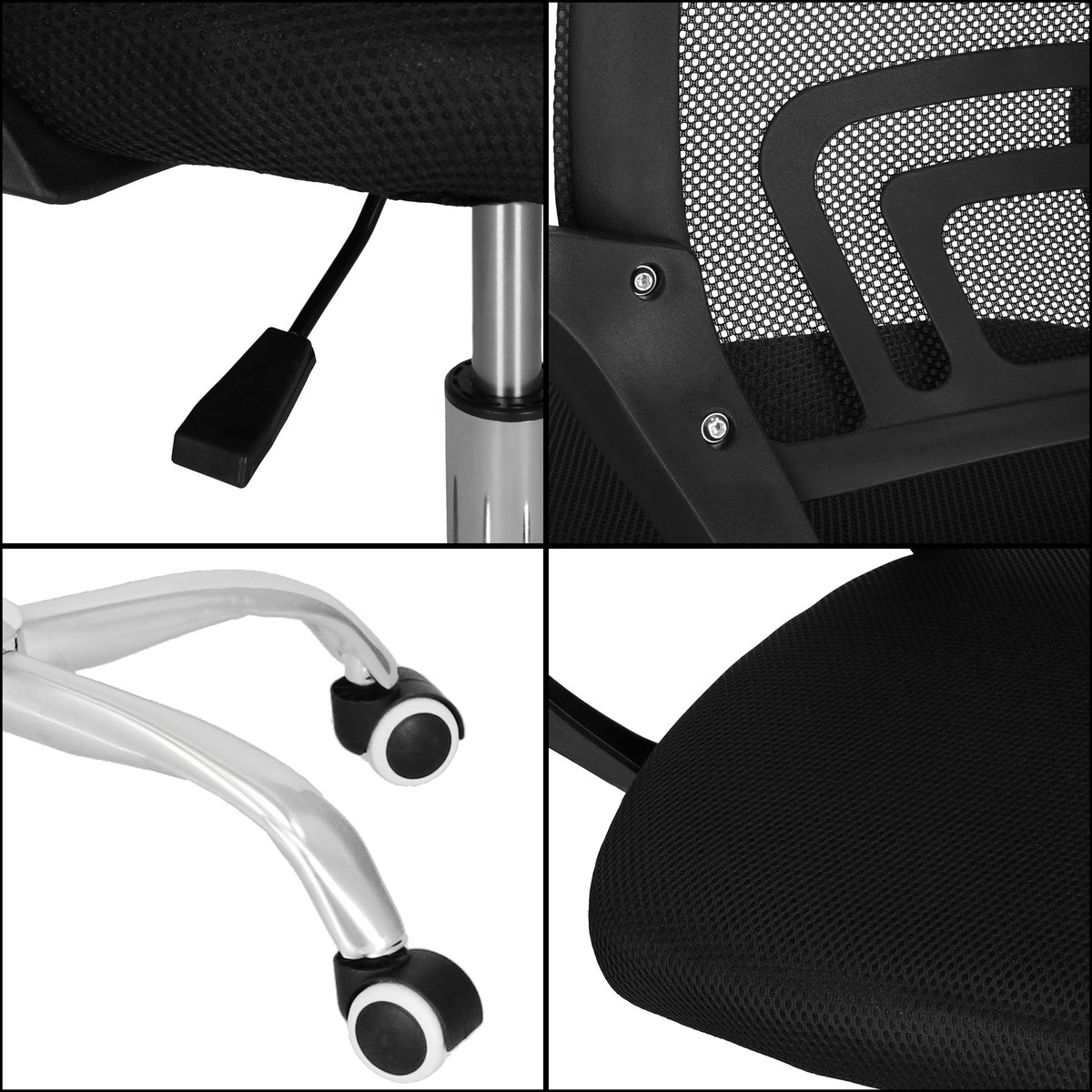 Springos Draaibare Bureaustoel Met Wielen - Grijs/Zwart - afbeelding 2