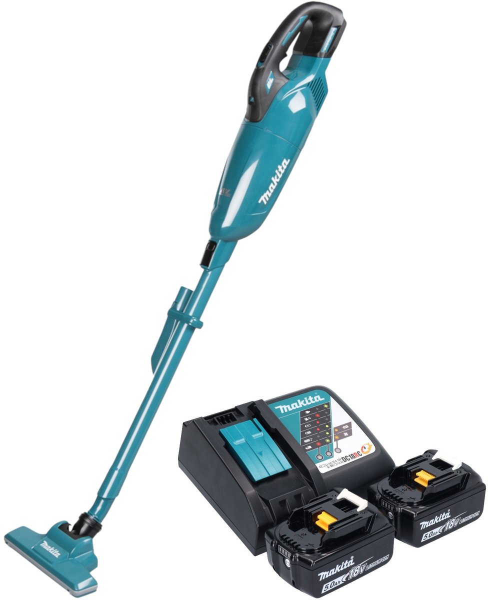 Makita DCL 283 FRT accustofzuiger 18 V 0,73 l borstelloos + 2x accu 5,0 Ah + oplader