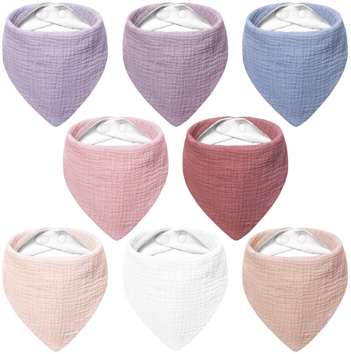 Mousseline Driehoekige Baby Slab - 100% Katoen - Verstelbaar - Voor Jongens en Meisjes - 8 Stuks - Summer Berry
