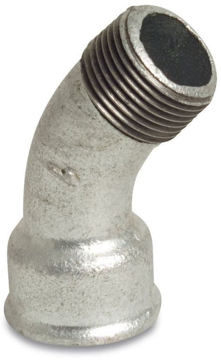 Tempergietfitting 45 Graden 1/2 inch - Draadfitting