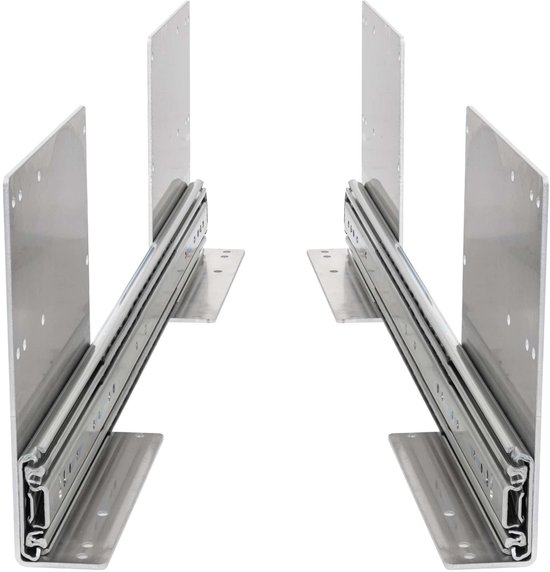 Set de guides de tiroir + support haut 160 cm 64" extension complète capacité de charge de 250 kg rails de tiroir robustes supports de montage en aluminium coudés 1600 mm 64 pouces véhicule utilitaire
