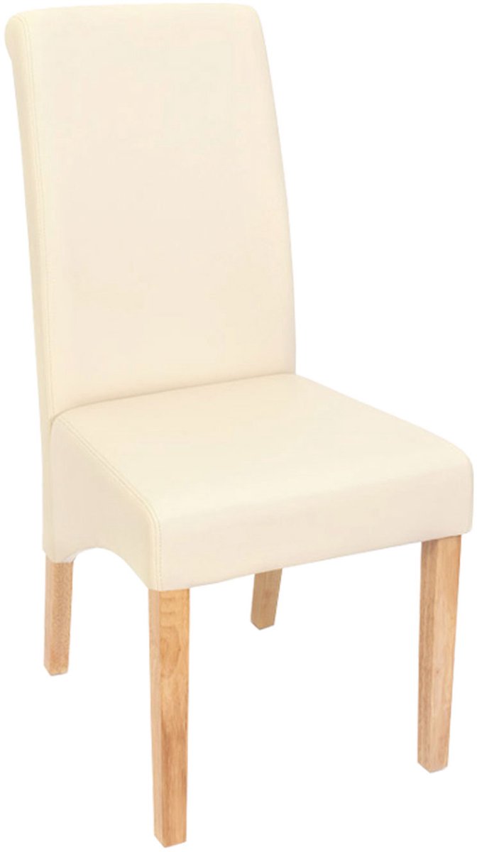 Set van 6 eetkamerstoelen Keukenstoel Stoel M37 ~ kunstleer mat, crème, lichtgekleurde poten