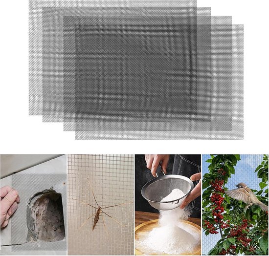 6x Roestvrijstalen Fijnmazig Draadgaas 20x15 Cm – 1 Mm Maaswijdte Voor Ventilatie & Bescherming