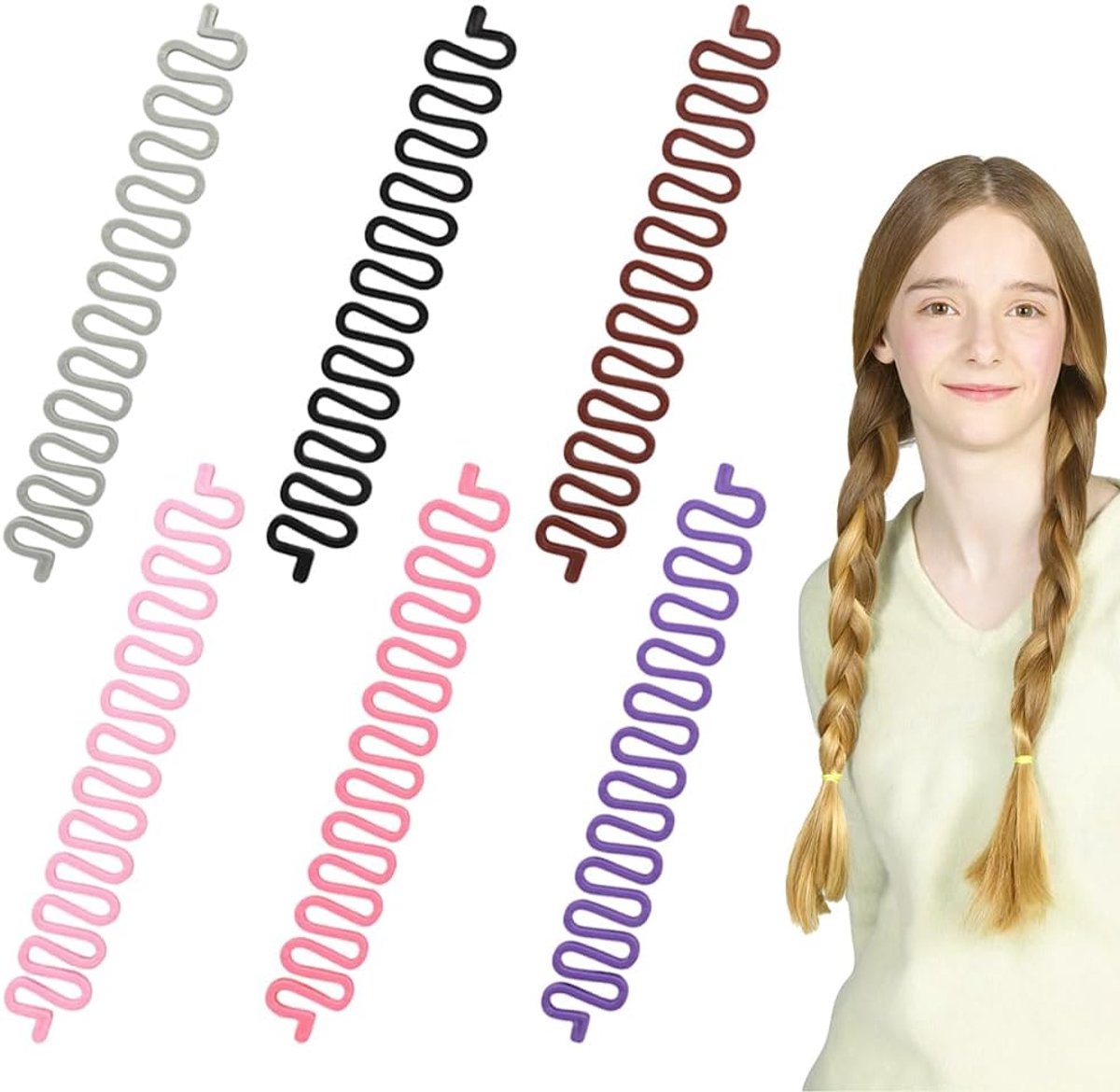 6 stuks haarvlechten kit - twist vlecht breigereedschap - Franse stylingclip - plastic broodjesmaker - doe-het-zelf accessoires - U-vormige pinnen voor meisjes en dames