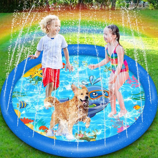 Ibenzoa® Speelgoed Sproeimat voor Zomerspeelplezier Water - Groot Waterpark voor Kinderen en Huisdieren in de Tuin Kinder Blauw