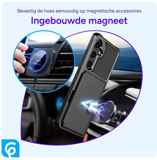 Étui portefeuille adapté pour Samsung Galaxy A35 - Coque arrière avec porte-carte - Étui de téléphone pour carte de débit - Porte-carte à l'arrière - Étui avec aimant pour support de voiture Zwart