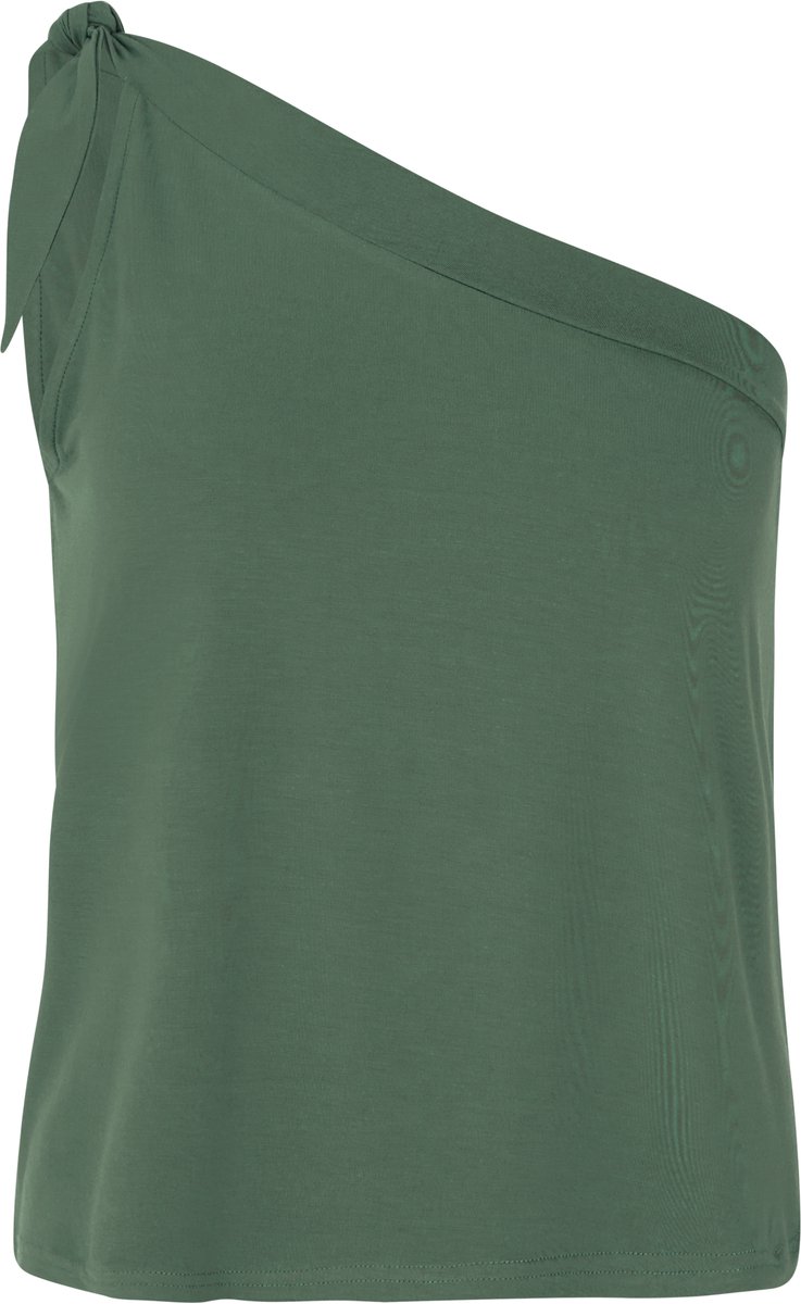 Protest Prtselma – T shirt Dames – One shoulder – Schouderband – Koordsluiting Groen