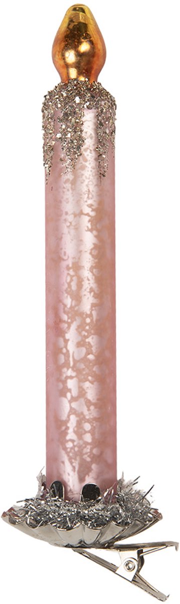Clayre & Eef Kersthanger Ø 4x14 cm Roze Glas