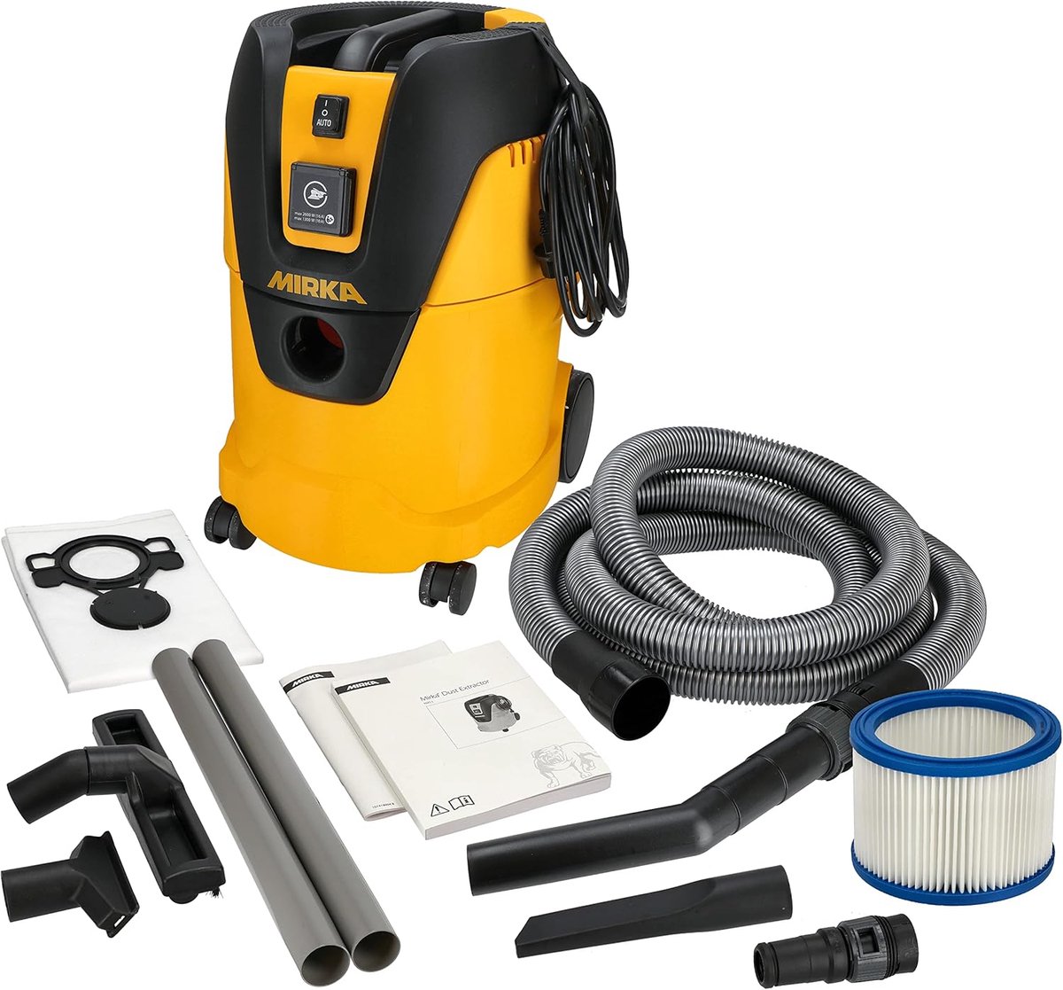 Mirka 25-liter professionele stofzuiger, slang, schuuradapter, mondstukken