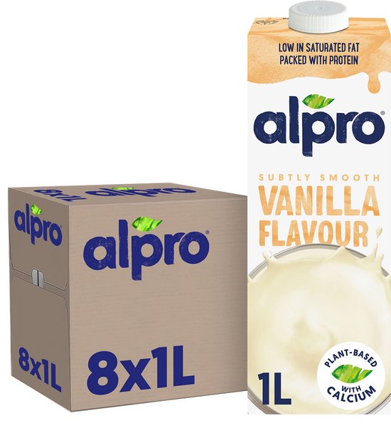 Alpro Boisson végétale au soja Vanille - Sans lactose et sans gluten - 8 x 1 L