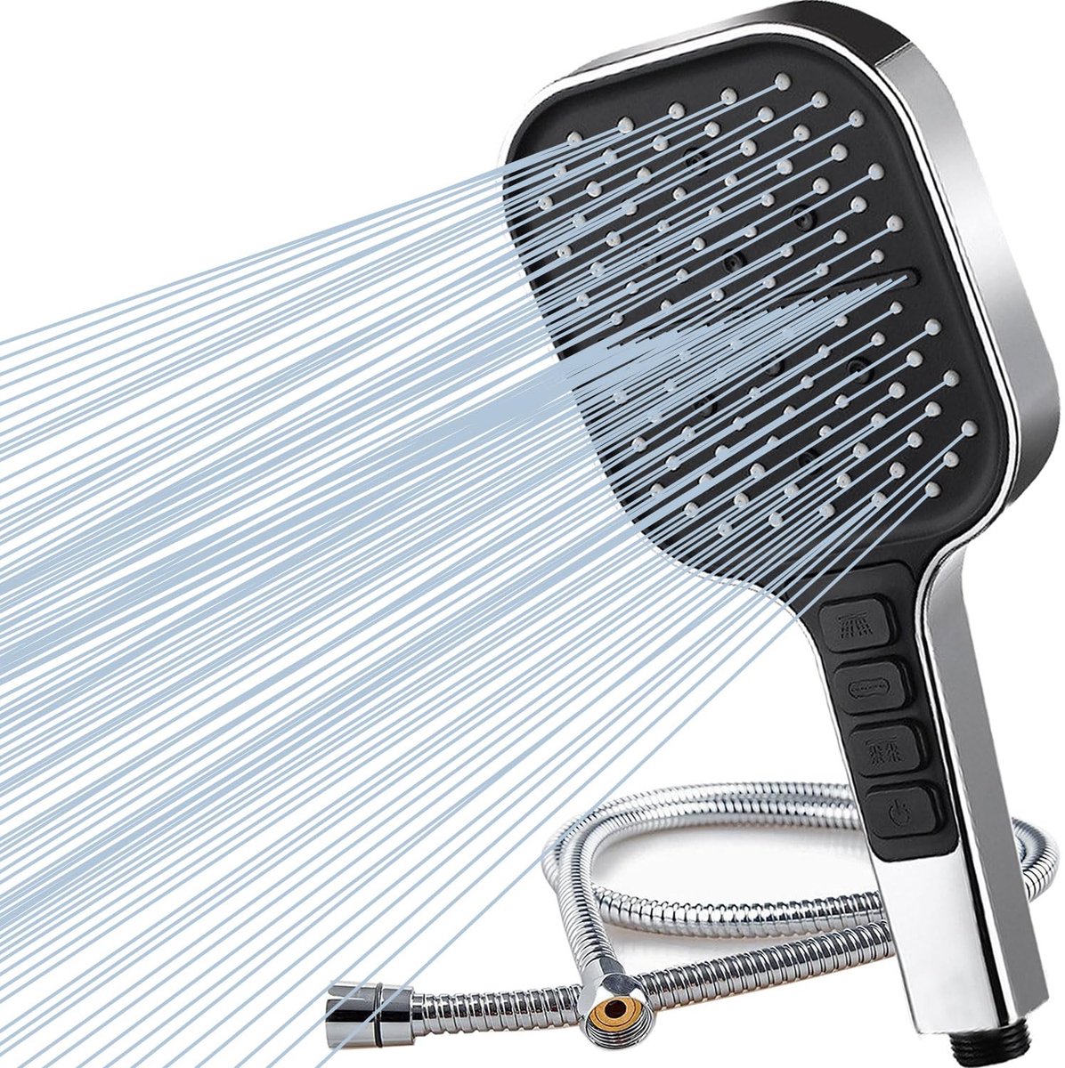 Ibenzoa® Douchkop met 7 Straalstanden en 2M Slang voor Waterbesparing en Hoge Druk