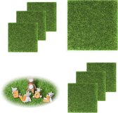 Allecto Plus - 8 stuks kunstgras tegels 15 x 15 cm DIY tuindecoratie - kunstgras mini-tuintegels met kunstmos van kunststof