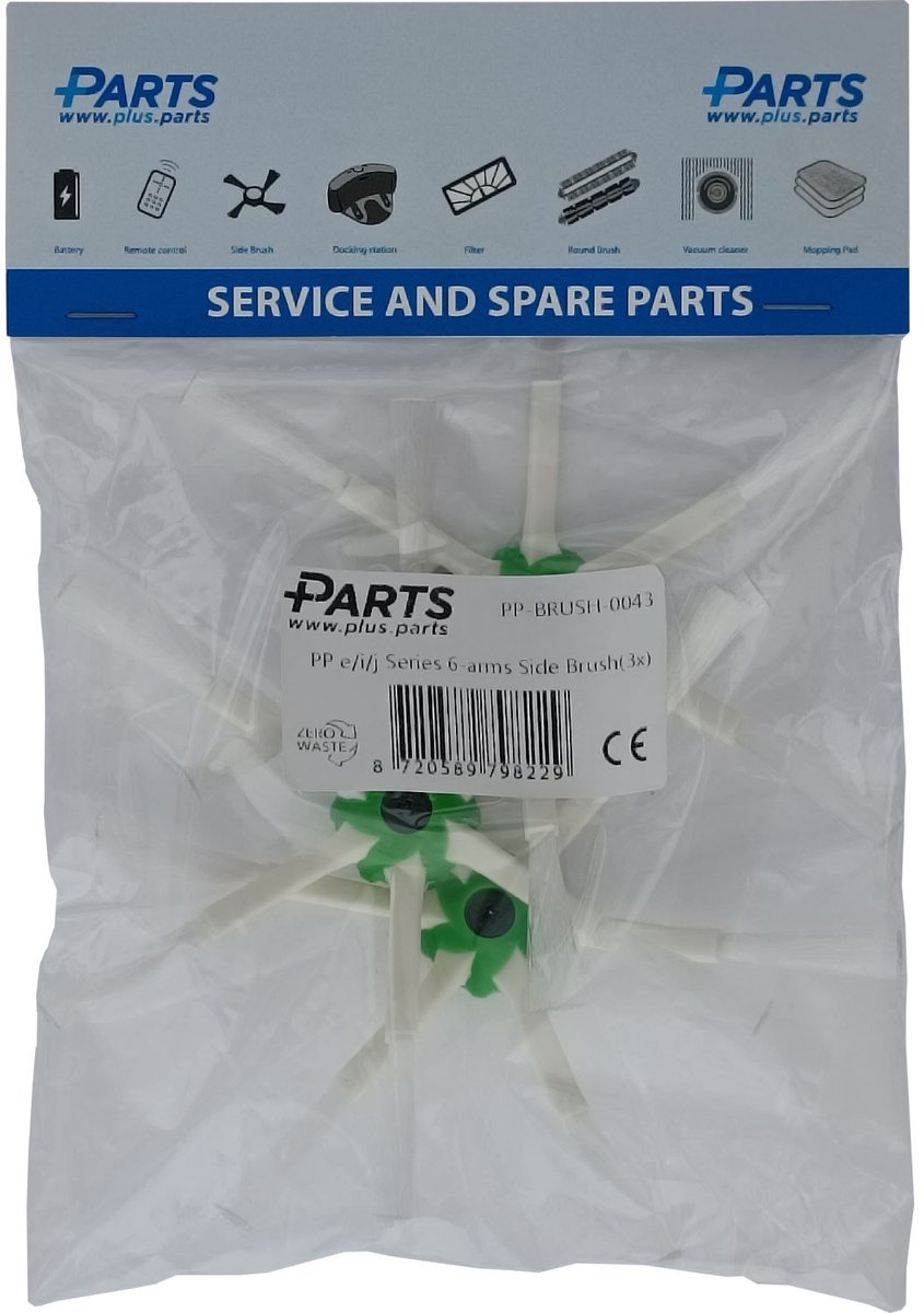 iRobot Roomba 'e', 'i' en 'j' Serie Zijborstelset, 6-armig (3 Stuks, Plus.Parts® alternatief voor 4624877)