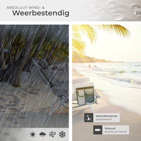 tectake® Strandstoel Coral - Opvouwbare Campingstoel met Koeltas en Opbergtas - 5-voudig Verstelbare Rugleuning met Hoofdkussen - Brede Armleuningen met Bekerhouder / Telefoonhouder - Inklapbare Kampeerstoel - Beige — afbeelding 5