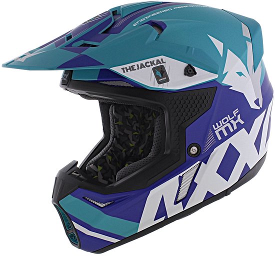 Casque Axxis Wolf Jackal bleu mat S Casque cross pas cher pour