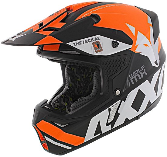Axxis Wolf helm Jackal mat oranje zwart S - crosshelm voor motorcross / quad / etc