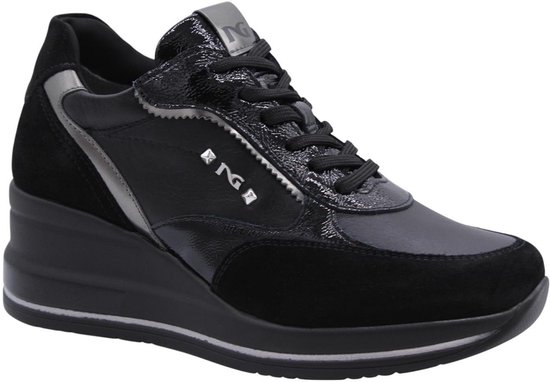 Nerogiardini Arold Velo Handschoen Sneaker Zwart Naplak T.Brill Antraciet Po - Fashion Wear - Vrouwen