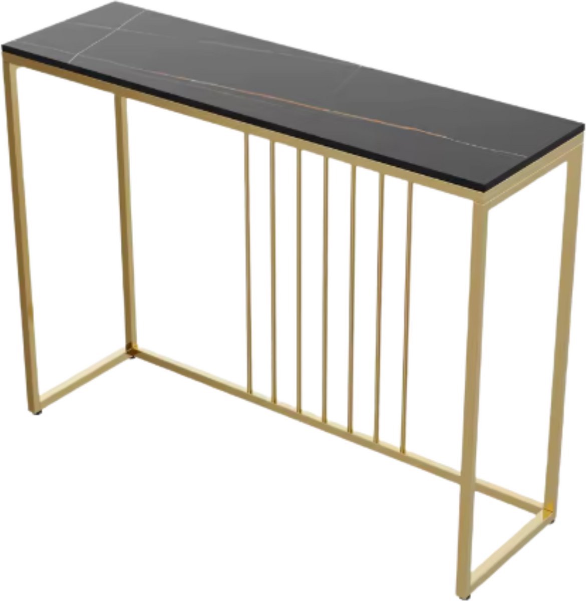 Consoletafel Valora - Elegante consoletafel - Wandtafel met lades - Wit Marmerlook met goud - Haltafel - Sidetable - 100cm