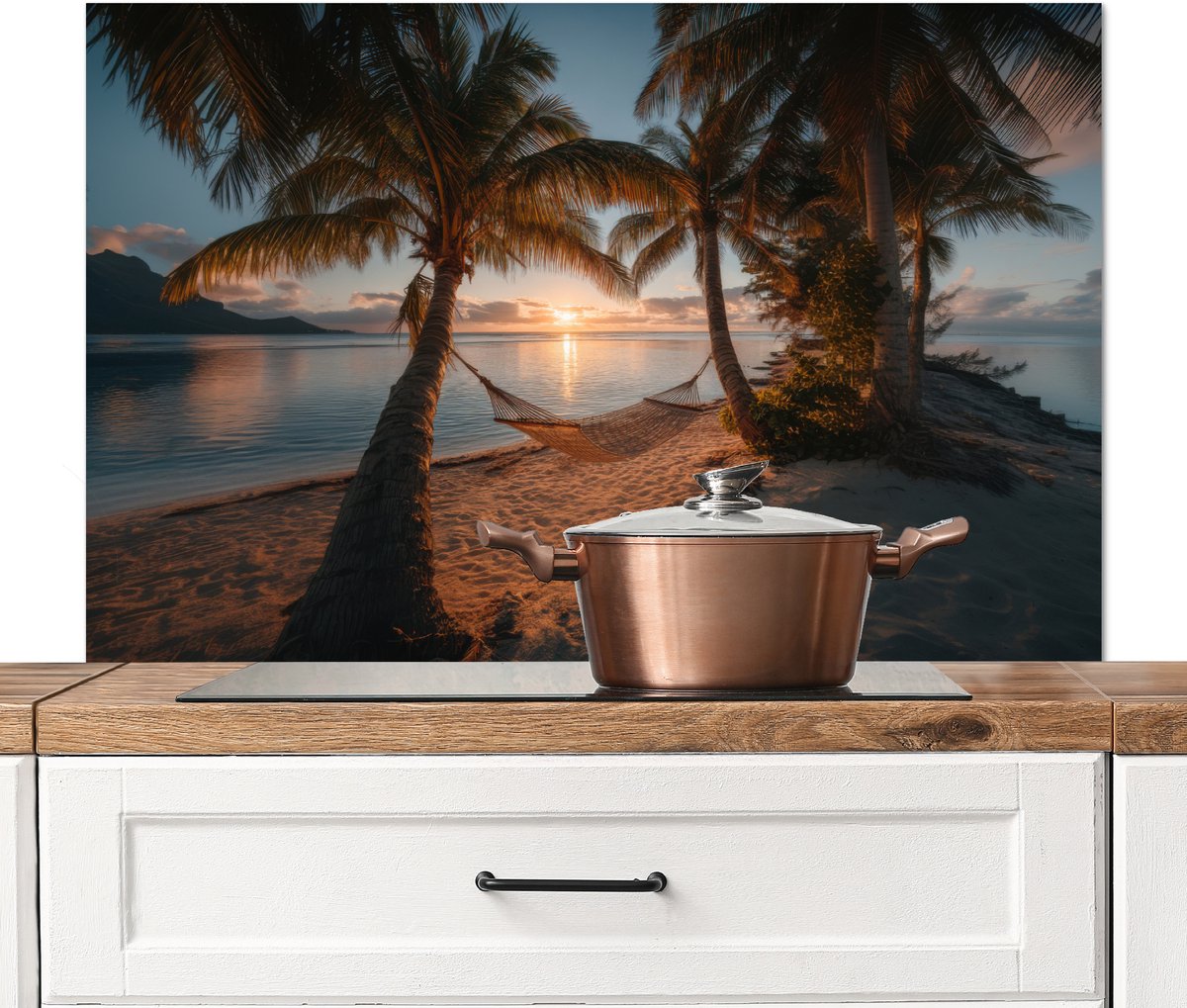 Spatwand met Zonsondergang aan Zee - Kunst in je keuken