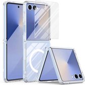 Coque compatible avec Samsung Galaxy Z Flip 7 - Transparente - Coque arrière magnétique antichoc Casemania avec protection d'écran - Protection les chutes et les impacts - Compatible MagSafe et chargement sans fil