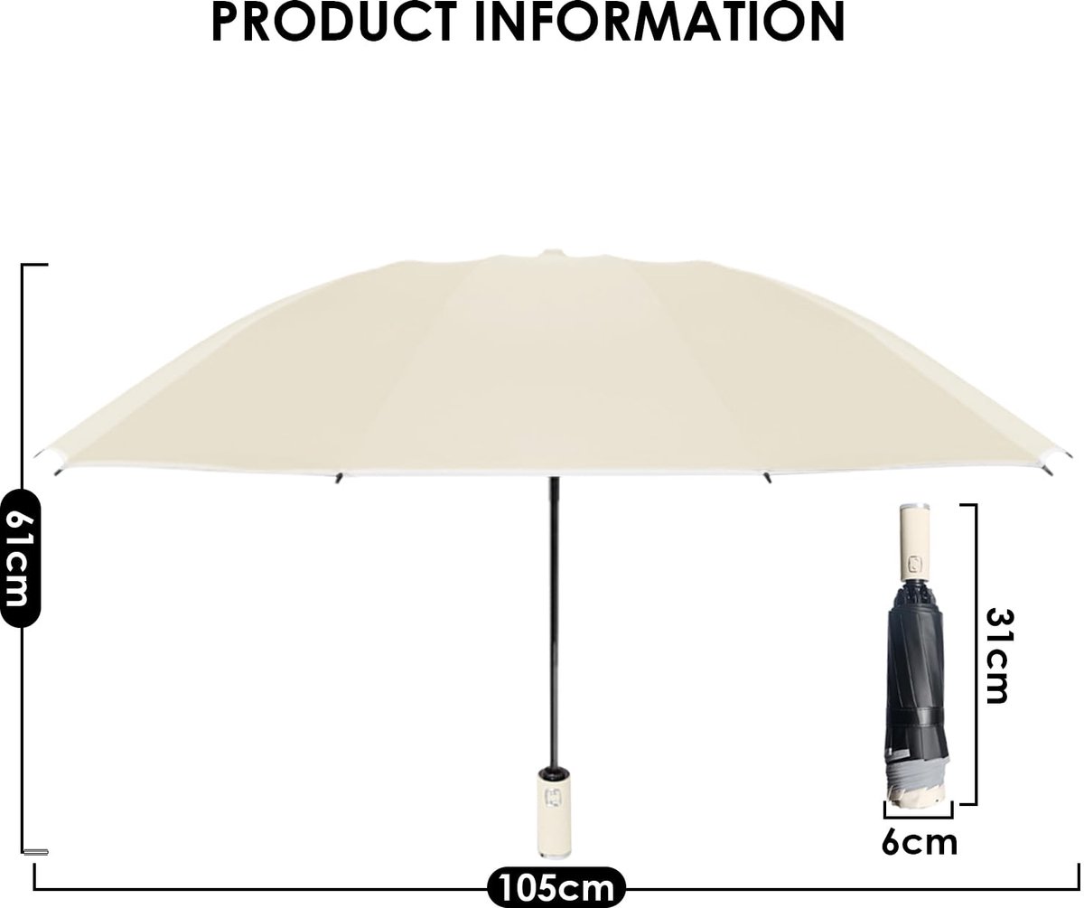 Ibenzoa® Opvouwbare en stormvaste omgekeerde paraplu met reflecterende strepen en automatische bediening, geschikt voor reizen