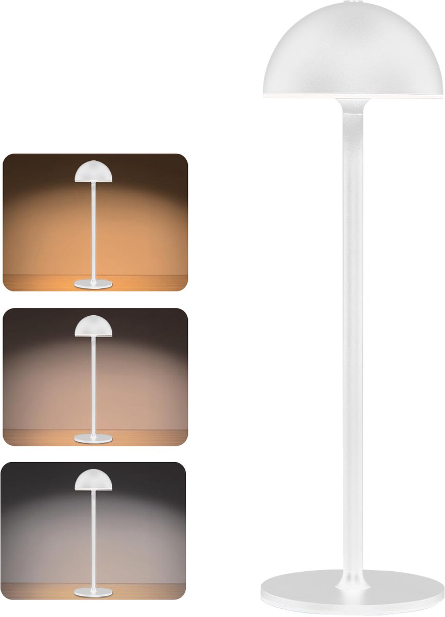 ibettertec - Nachttischlamp - Tafellamp Draadloos Dimbaar - LED tafellamp met accu - voor huis en tuin - eettafel - slaapkamer - werkkamer - balkon - Wit