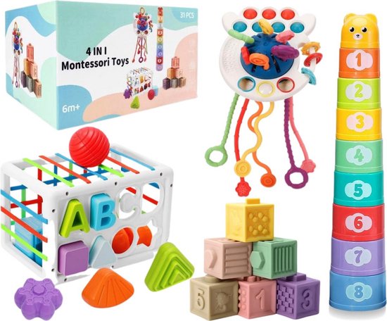 RZKHRT - Montessori Speelgoed - Baby Speelgoed 6 maanden - Speelgoed 1 Jaar - Kinderspeelgoed - 4 in 1
