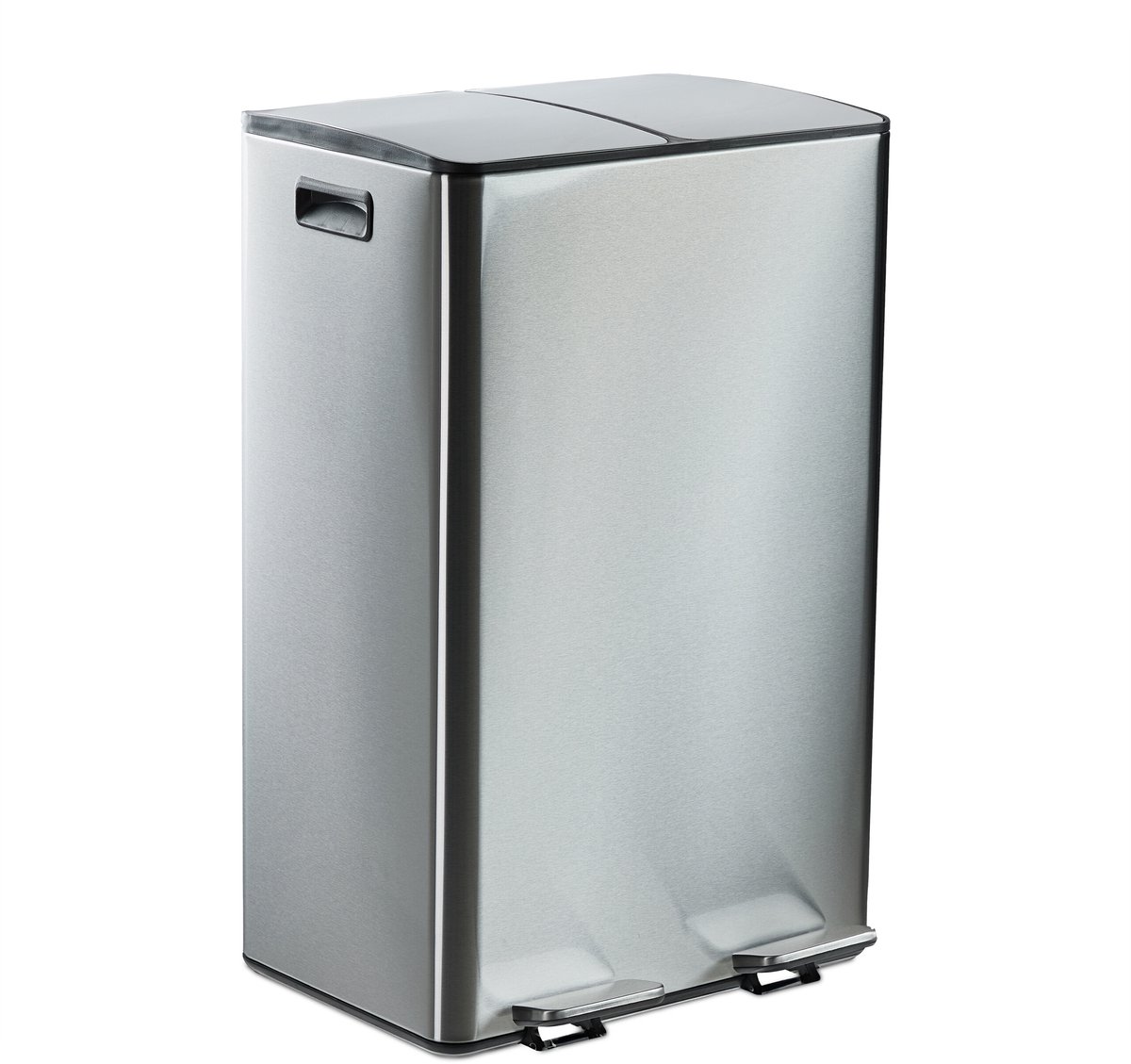 pedaalemmer 2 vakken - elk 30 liter - afvalscheiding - softclose - zilver