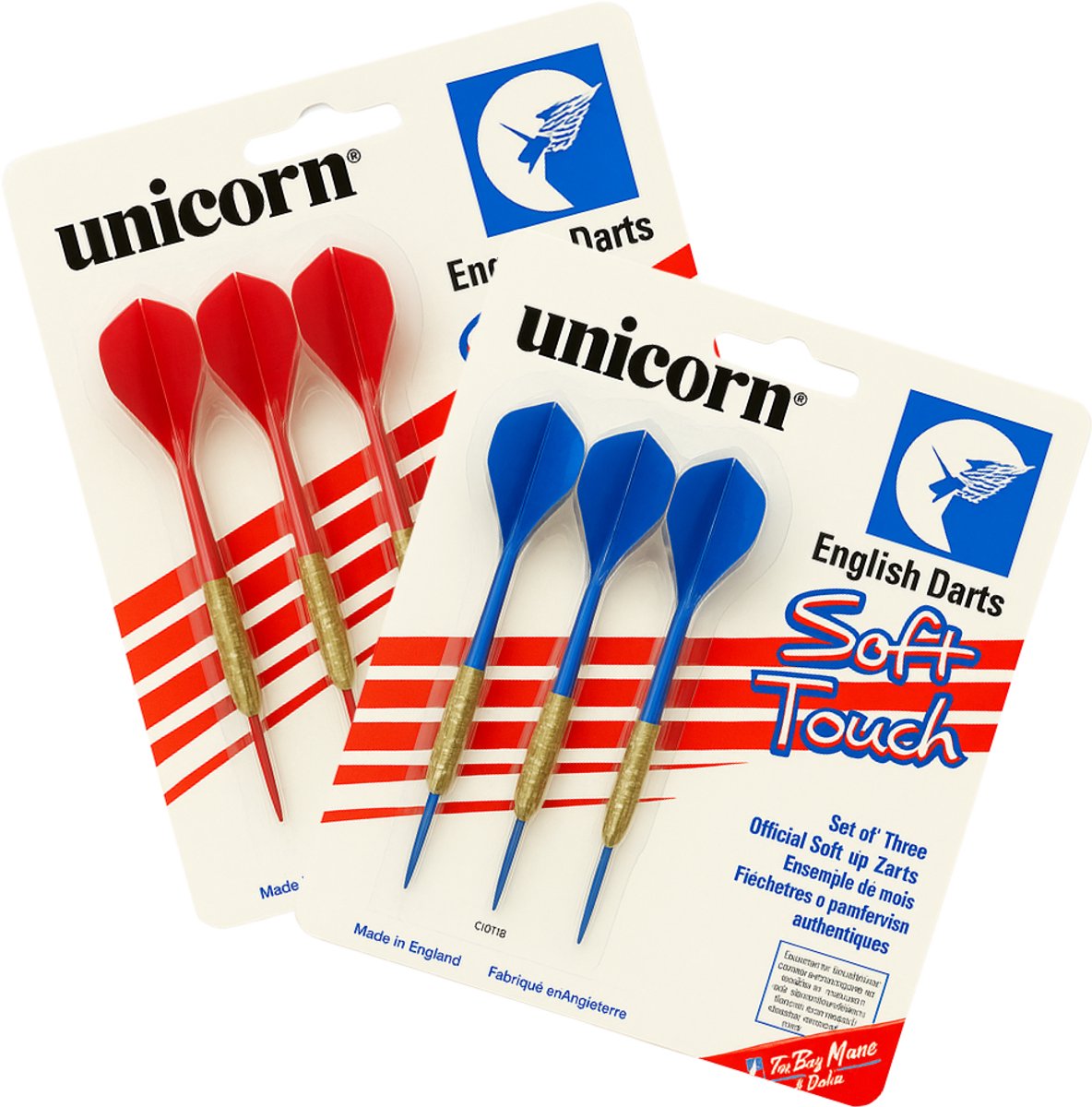 Unicorn Dartpijlen Soft Tip Set - 6 Stuks - Dartspijlen voor Elektronisch Darten - Rood en Blauw