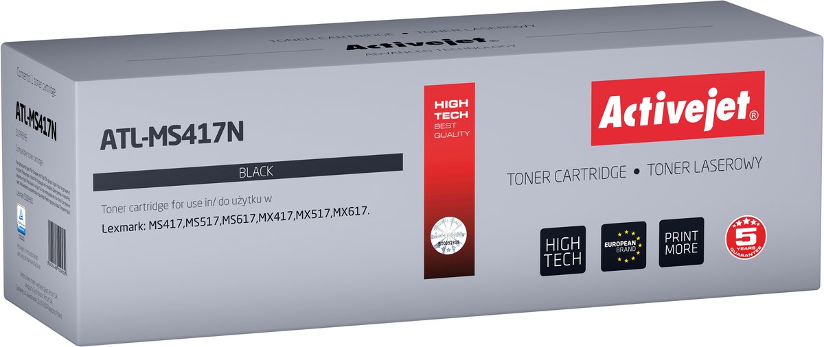ActiveJet ATL-MS417N Toner voor Lexmark-printer; Lexmark 51B2H00 vervanging; Opperste; 8500 pagina's; zwart.
