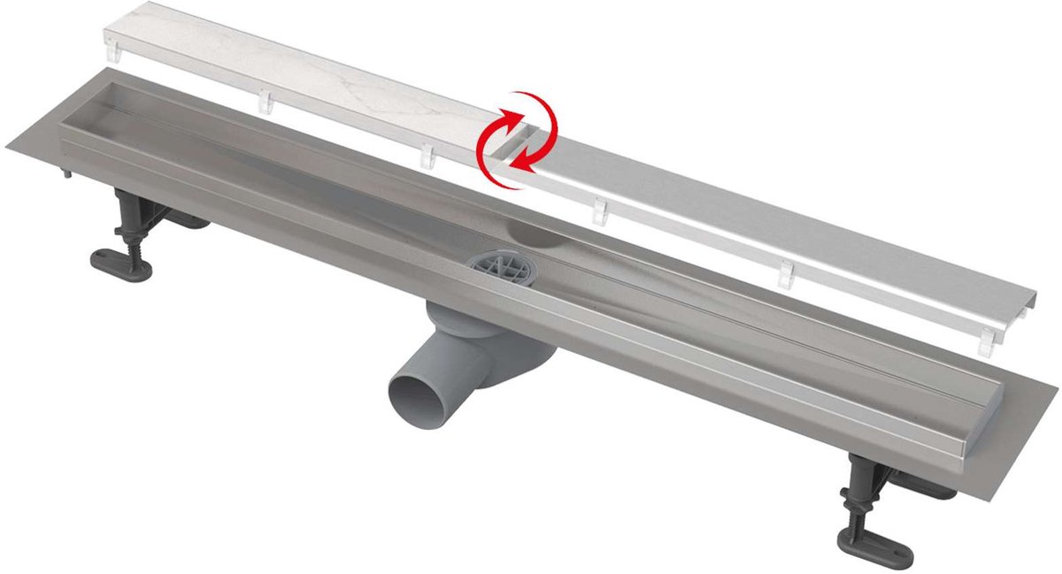 Alcadrain Douchegoten - Douchegoot Double Fit and Go 85 cm, incl. rooster, roestvrij staal APZ13-DOUBLE9-850