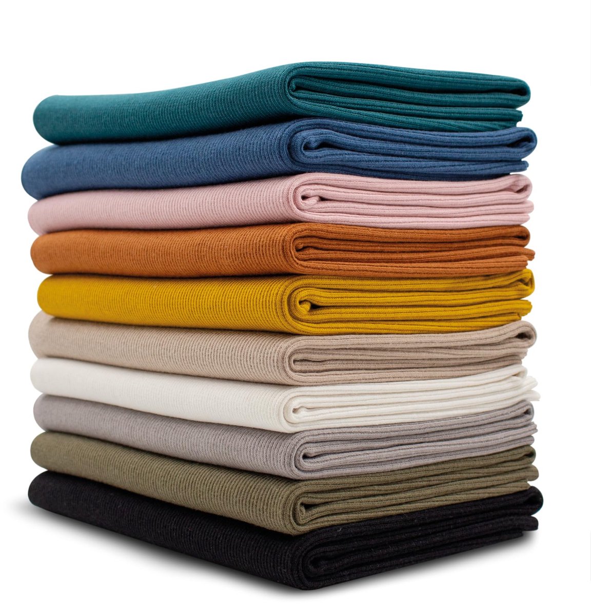 10x 0,25m manchettenstofset buisvormige stof 95% katoen, 5% elastaan selectie jersey (RIB Bunt1, set van 10)
