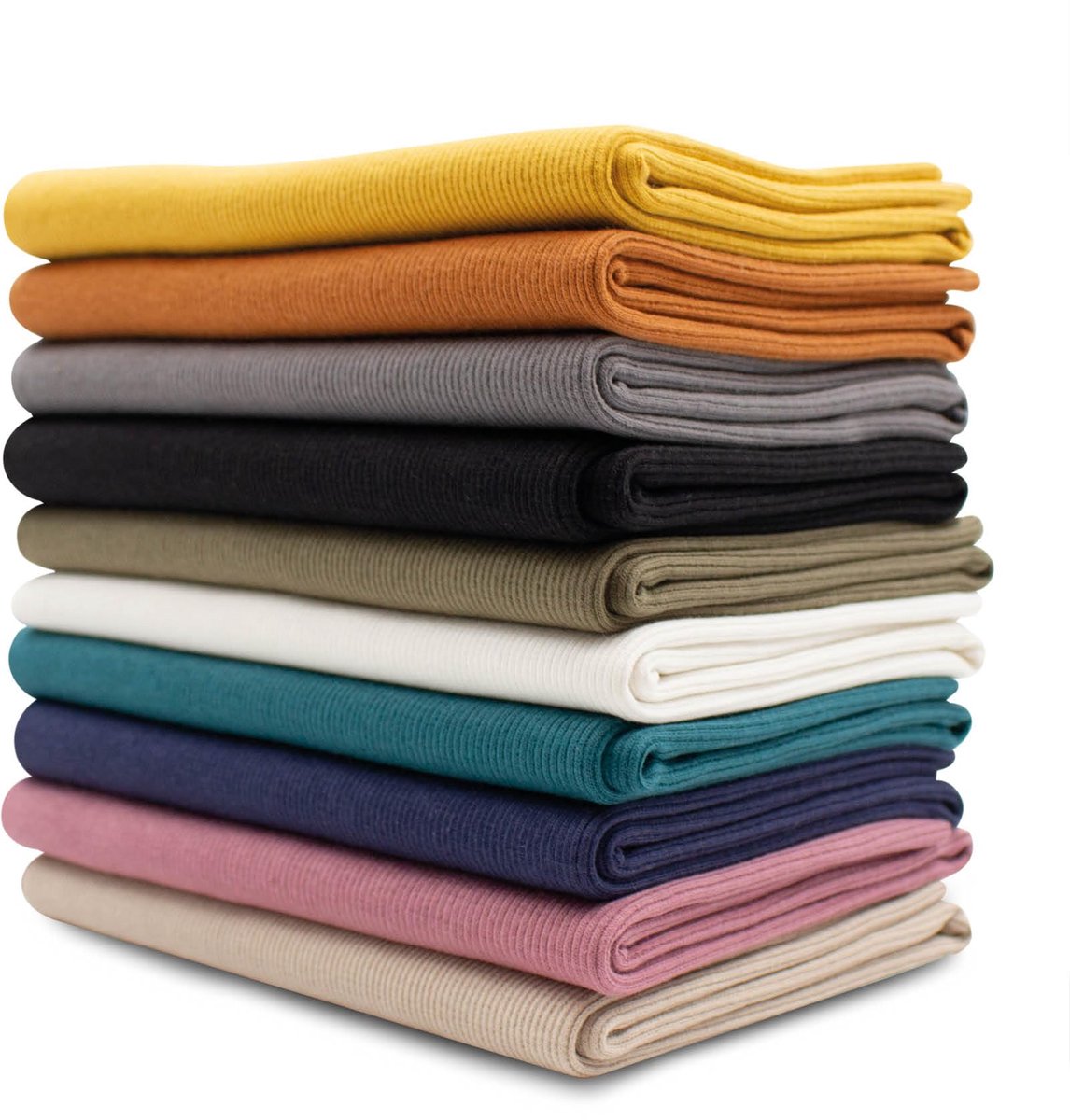 10x 0,25m manchettenstofset buisvormige stof 95% katoen, 5% elastaan selectie jersey (RIB kleurrijk 4, set van 10)