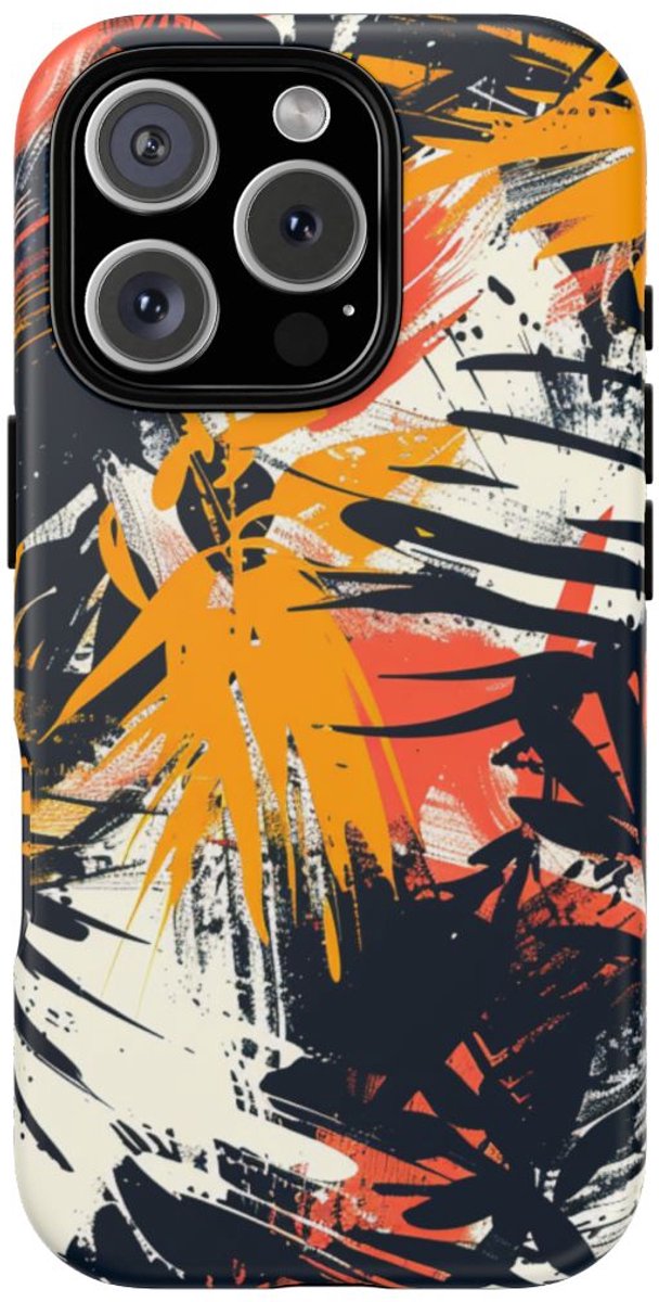 Abstracte Tropische Penseelstreken – Telefoonhoesje Geschikt voor iPhone 16 Pro