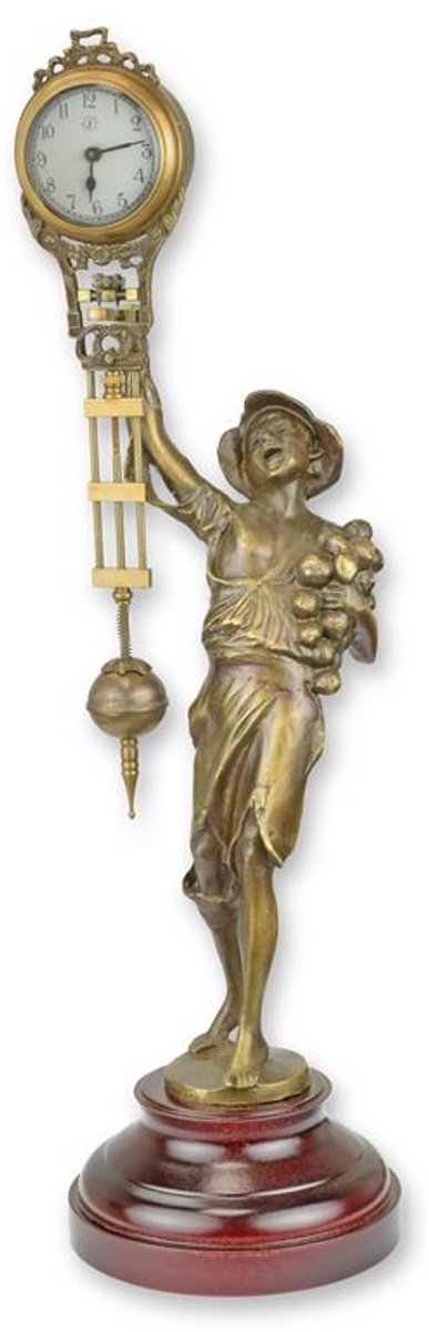Bronzen beeld - Jongen - Tafelklok - 38 cm hoog