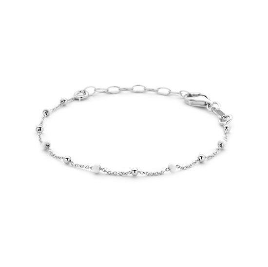 Yep! bracelet boules émail blanc 13 + 3 cm - 2,5 mm - Argent