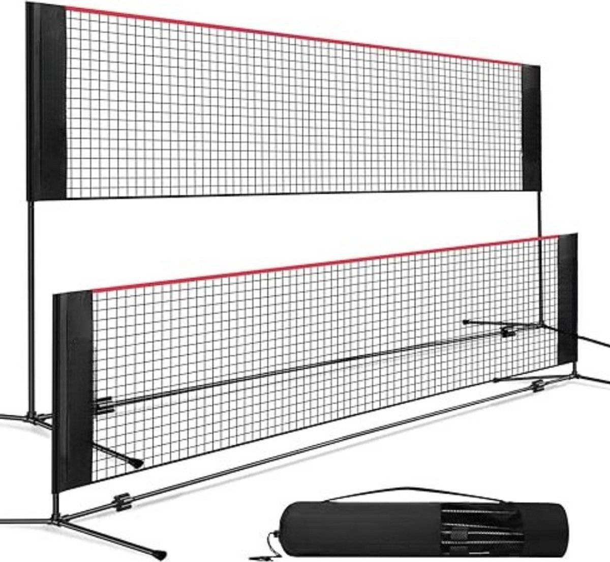 Badmintonnet - Sportnet - Volleybalnet - Tennisnet - Badmintonnet - Complete Set met Stokken, Net, Grondpinnen en Spanner Touwen - Multifunctioneel Inzetbaar