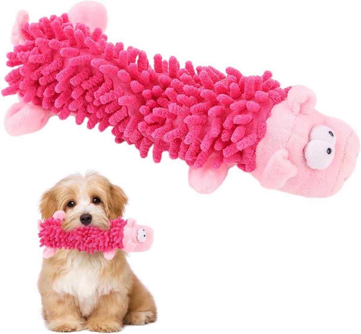 Allecto Plus – Pluche hondenspeelgoed voor uren speelplezier – Geschikt voor alle honden – Roze – Vermindert verveling en doodtijd.