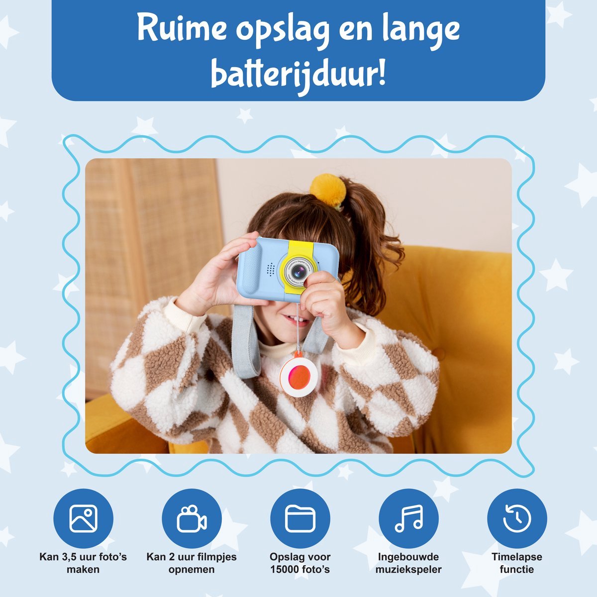 Ilona® Digitale Kindercamera HD 1080p - Speelgoedcamera - 32GB micro sd kaart - Fototoestel Voor Kinderen - Blauw — afbeelding 3