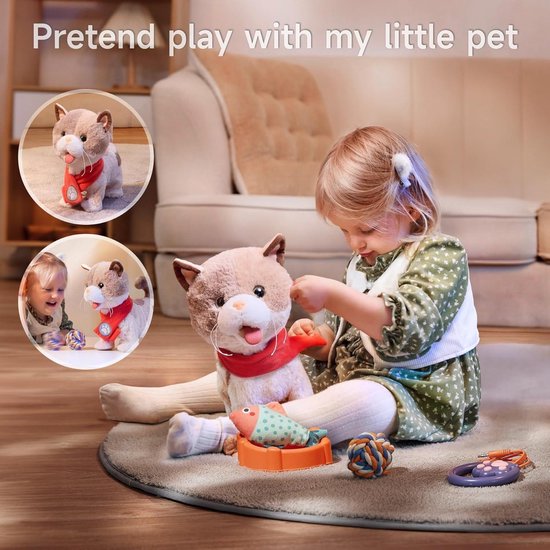 Wandelende Pluchen Kat - 17 Cm Interactief Speelgoed Voor