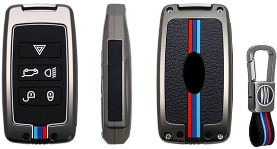 ontto Metalen autosleutelhoes sleutelhoes geschikt voor BMW X1 X7 M Sport 223i iX40 iX50 xDrive i4 IX1 7er 740LI G07 XM I7 2022-2023 beschermhoes sleutelhanger sleutel etui Cover-B zilver