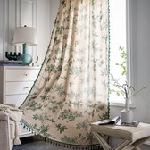 WAZZIO Katoenen pure saliegroene gordijnen 213 cm lengte 2 panelen
