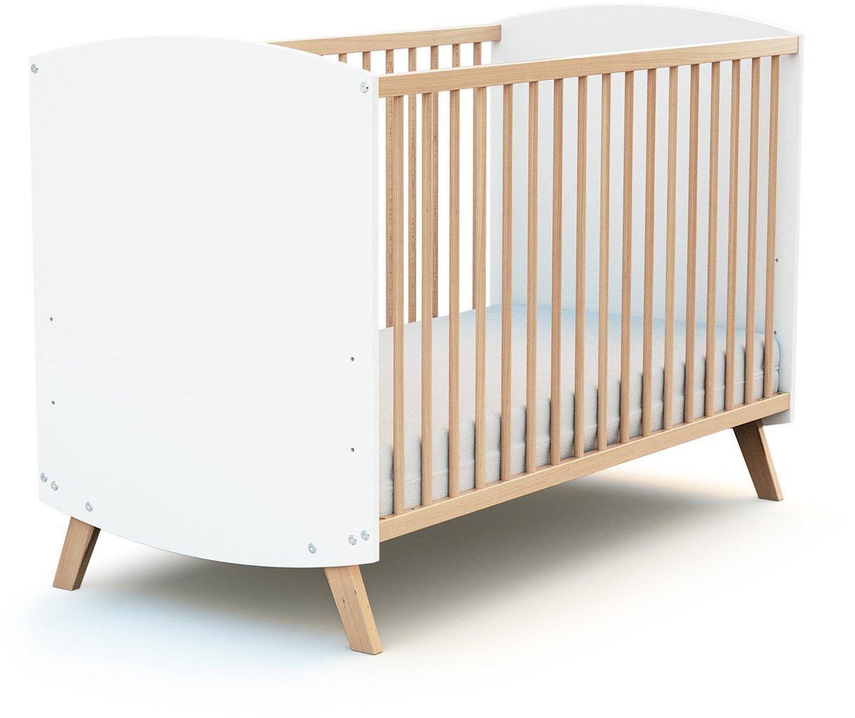 AT4 - Houten ledikant 60 x 120 cm Wit en Beuken