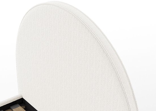 Lit rembourré Maeva 140x200cm - tissu bouclé blanc - Vipack - Lits doubles rembourrés - Blanc - Textile - Lits doubles rembourrés