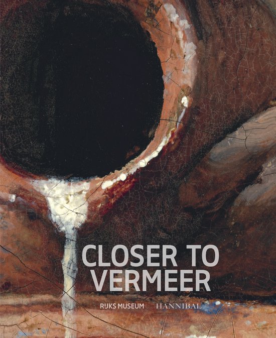 Boek "Closer to Vermeer" met een detail van een schilderij, Ruks Museum, Hannibal.