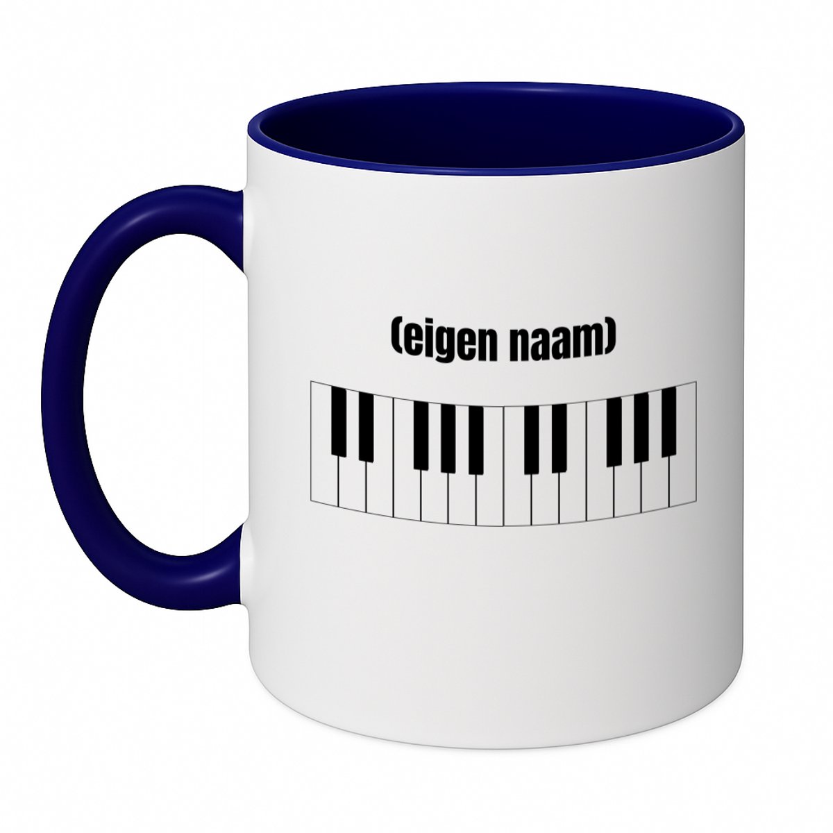 Hacebo® - keybord met eigen naam koffiebeker donker blauw - Instrumenten - muziek liefhebbers - thee mok - koffie beker - iemand die houdt van om op de keybord te spelen - verjaardag - cadeau - kado - koffiemok - 350 ML inhoud